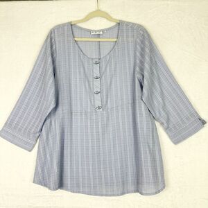 Habitat Top Women's Large Crinkle Gauze Popover Lavender 3/4 Sleeve Lagenlook
